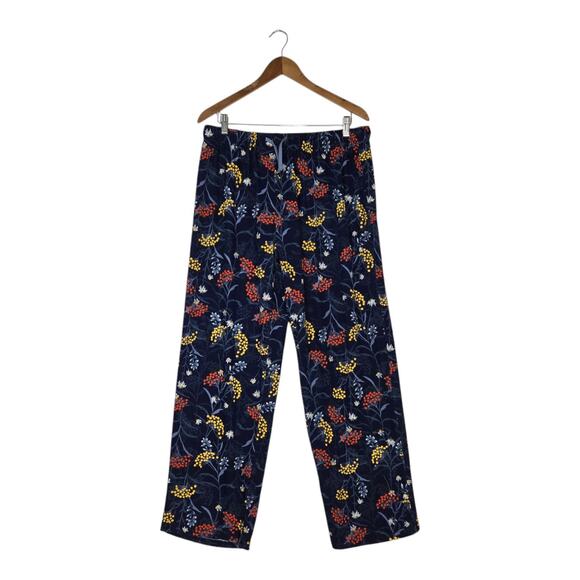 Serra Pull On Pants Sz L Blue Multi Floral Elastic High Waist Drawstring Casual - Picture 1 of 11